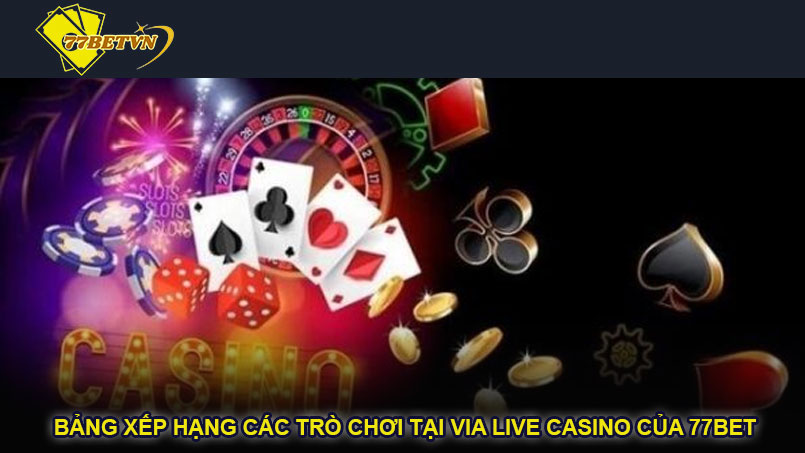 Bảng xếp hạng các trò chơi tại VIA Live Casino của 77bet